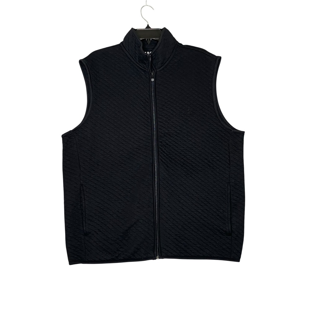IZOD Vest L Black Quilted Full Zip Sleeveless Lightweight Layering Cozy Preppy